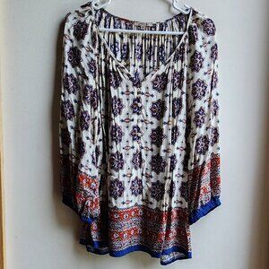 Soiree Aztec Bohemian Print V-Neck Plus Size Blouse Size 2X